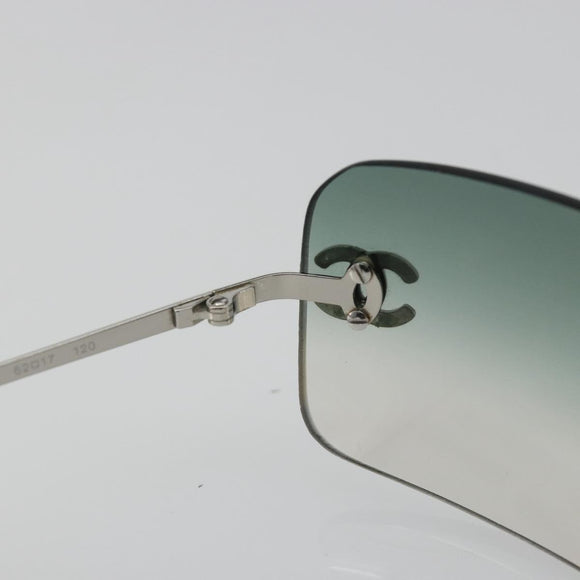CHANEL COCO Mark Sunglasses metal Green CC Auth 188886