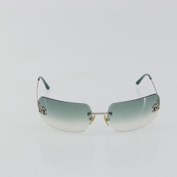CHANEL COCO Mark Sunglasses metal Green CC Auth 188886