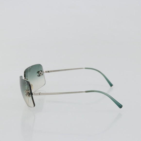 CHANEL COCO Mark Sunglasses metal Green CC Auth 188886