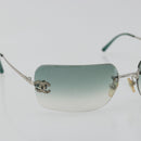 CHANEL COCO Mark Sunglasses metal Green CC Auth 188886-6