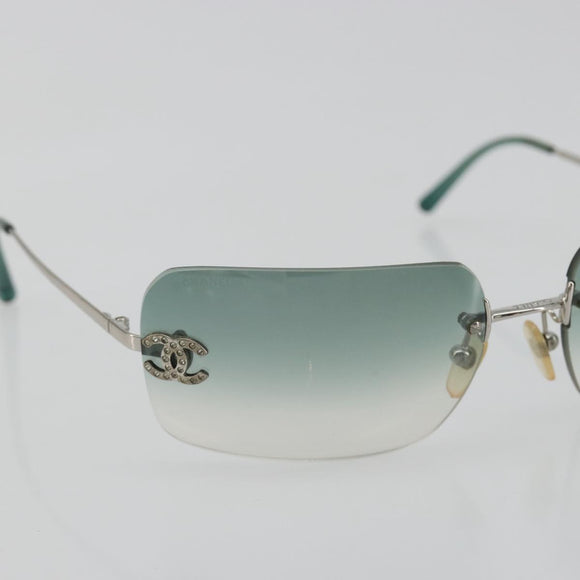 CHANEL COCO Mark Sunglasses metal Green CC Auth 188886