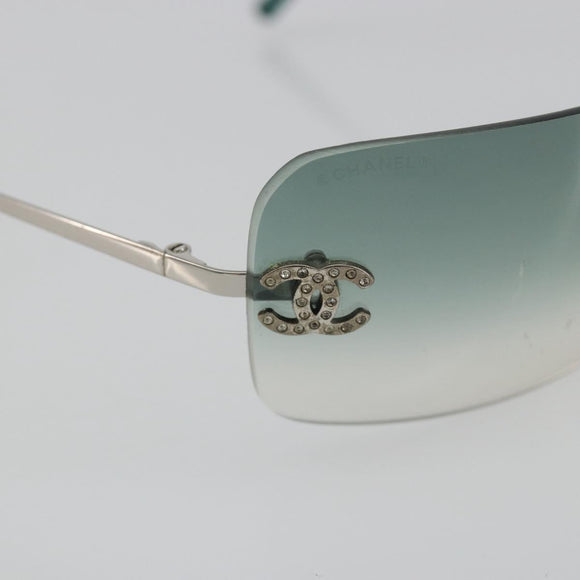 CHANEL COCO Mark Sunglasses metal Green CC Auth 188886