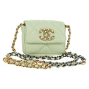 CHANEL Matelasse 19 Chain Bag Lamb Skin Gold Light green CC Auth 188887SAM-1