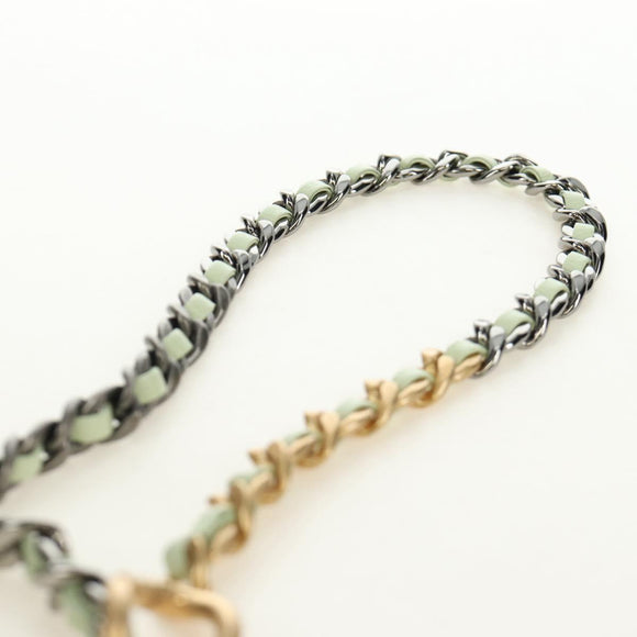 CHANEL Matelasse 19 Chain Bag Lamb Skin Gold Light green CC Auth 188887SAM