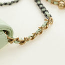 CHANEL Matelasse 19 Chain Bag Lamb Skin Gold Light green CC Auth 188887SAM-12