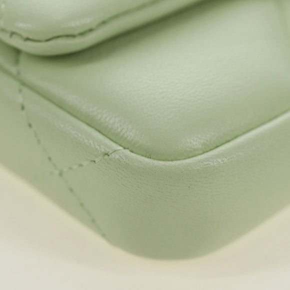 CHANEL Matelasse 19 Chain Bag Lamb Skin Gold Light green CC Auth 188887SAM