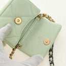 CHANEL Matelasse 19 Chain Bag Lamb Skin Gold Light green CC Auth 188887SAM-19