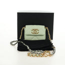 CHANEL Matelasse 19 Chain Bag Lamb Skin Gold Light green CC Auth 188887SAM-27