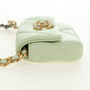 CHANEL Matelasse 19 Chain Bag Lamb Skin Gold Light green CC Auth 188887SAM-4