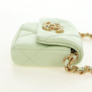 CHANEL Matelasse 19 Chain Bag Lamb Skin Gold Light green CC Auth 188887SAM-5