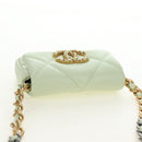 CHANEL Matelasse 19 Chain Bag Lamb Skin Gold Light green CC Auth 188887SAM-6