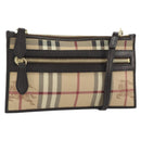 BURBERRY Nova Check Shoulder Bag PVC Beige Gold Auth 188891A-1