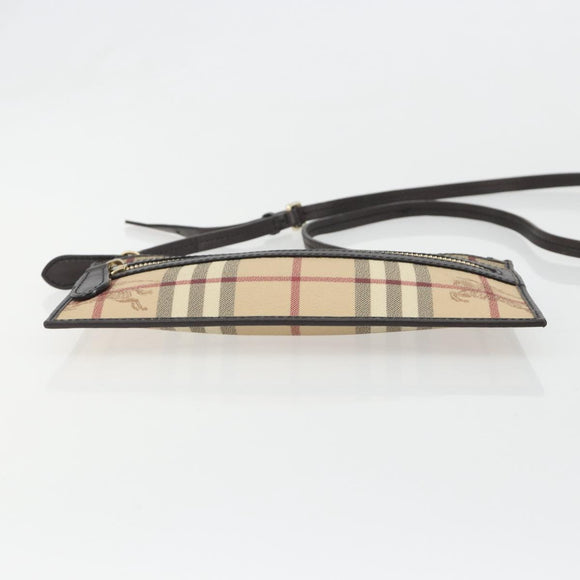 BURBERRY Nova Check Shoulder Bag PVC Beige Gold Auth 188891A