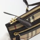 BURBERRY Nova Check Shoulder Bag PVC Beige Gold Auth 188891A-10