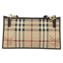 BURBERRY Nova Check Shoulder Bag PVC Beige Gold Auth 188891A-2