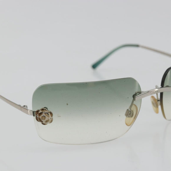 CHANEL Camelia Sunglasses metal Green CC Auth 188892
