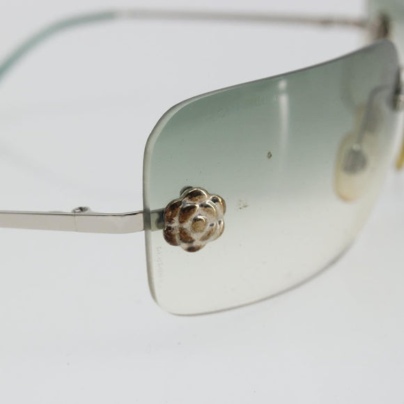 CHANEL Camelia Sunglasses metal Green CC Auth 188892