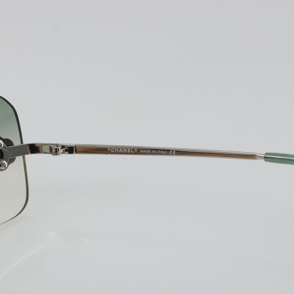 CHANEL Camelia Sunglasses metal Green CC Auth 188892