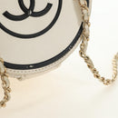 CHANEL Matelasse Chain Vanity Bag Lamb Skin White Gold CC Auth 188894SAM-16