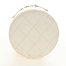 CHANEL Matelasse Chain Vanity Bag Lamb Skin White Gold CC Auth 188894SAM-6