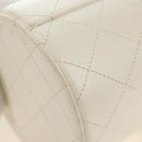 CHANEL Matelasse Chain Vanity Bag Lamb Skin White Gold CC Auth 188894SAM-21