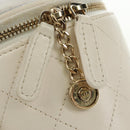 CHANEL Matelasse Chain Vanity Bag Lamb Skin White Gold CC Auth 188894SAM-22