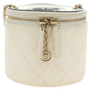 CHANEL Matelasse Chain Vanity Bag Lamb Skin White Gold CC Auth 188894SAM-13