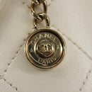 CHANEL Matelasse Chain Vanity Bag Lamb Skin White Gold CC Auth 188894SAM-23