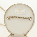 CHANEL Matelasse Chain Vanity Bag Lamb Skin White Gold CC Auth 188894SAM-25