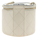 CHANEL Matelasse Chain Vanity Bag Lamb Skin White Gold CC Auth 188894SAM-2