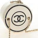 CHANEL Matelasse Chain Vanity Bag Lamb Skin White Gold CC Auth 188894SAM-7