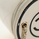 CHANEL Matelasse Chain Vanity Bag Lamb Skin White Gold CC Auth 188894SAM-8