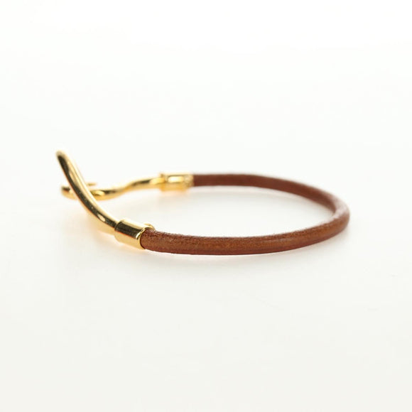 HERMES Jumbo Bracelet Leather Brown Auth 188897V