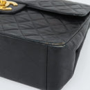 CHANEL Big Matelasse34 Chain Shoulder Bag Lamb Skin Black Gold CC Auth 188910V-9