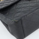 CHANEL Big Matelasse34 Chain Shoulder Bag Lamb Skin Black Gold CC Auth 188910V-14