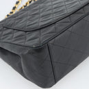 CHANEL Big Matelasse34 Chain Shoulder Bag Lamb Skin Black Gold CC Auth 188910V-16