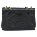 CHANEL Big Matelasse34 Chain Shoulder Bag Lamb Skin Black Gold CC Auth 188910V-2