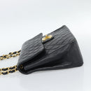 CHANEL Big Matelasse34 Chain Shoulder Bag Lamb Skin Black Gold CC Auth 188910V-3