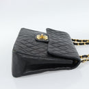 CHANEL Big Matelasse34 Chain Shoulder Bag Lamb Skin Black Gold CC Auth 188910V-4
