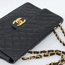 CHANEL Big Matelasse34 Chain Shoulder Bag Lamb Skin Black Gold CC Auth 188910V-6
