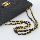 CHANEL Big Matelasse34 Chain Shoulder Bag Lamb Skin Black Gold CC Auth 188910V-7