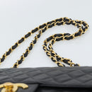 CHANEL Big Matelasse34 Chain Shoulder Bag Lamb Skin Black Gold CC Auth 188910V-8