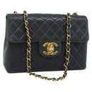 CHANEL Big Matelasse30 Chain Shoulder Bag Leather Black Gold CC Auth 188911V-1