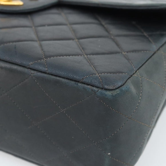CHANEL Big Matelasse30 Chain Shoulder Bag Leather Black Gold CC Auth 188911V