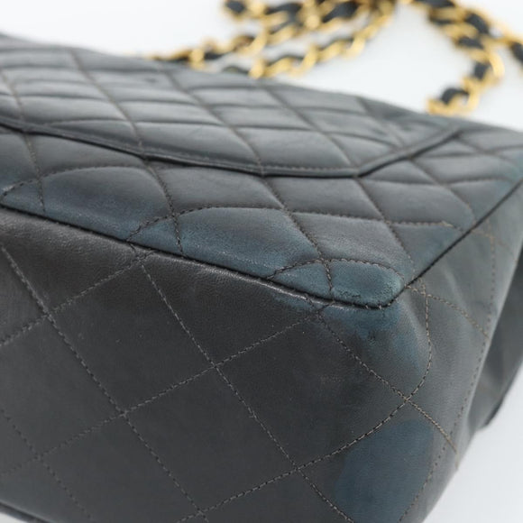 CHANEL Big Matelasse30 Chain Shoulder Bag Leather Black Gold CC Auth 188911V