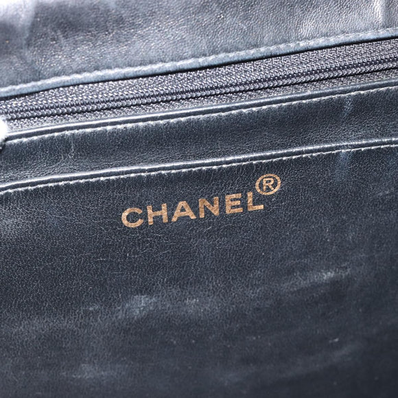 CHANEL Big Matelasse30 Chain Shoulder Bag Leather Black Gold CC Auth 188911V