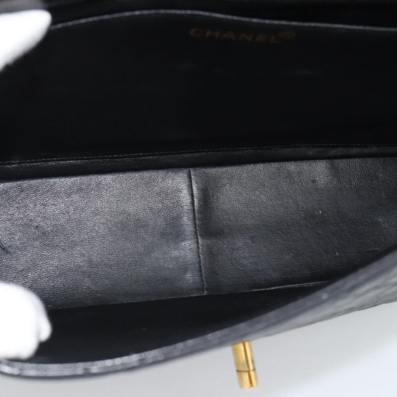CHANEL Big Matelasse30 Chain Shoulder Bag Leather Black Gold CC Auth 188911V