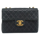 CHANEL Big Matelasse30 Chain Shoulder Bag Leather Black Gold CC Auth 188911V-13