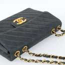 CHANEL Big Matelasse30 Chain Shoulder Bag Leather Black Gold CC Auth 188911V-6