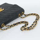 CHANEL Big Matelasse30 Chain Shoulder Bag Leather Black Gold CC Auth 188911V-7